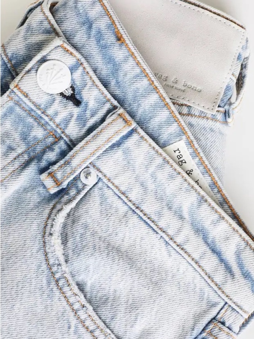 Rag & Bone Maya High-Rise Denim Cut Off Shorts Nevada Blue Light Wash - Picture 4 of 4